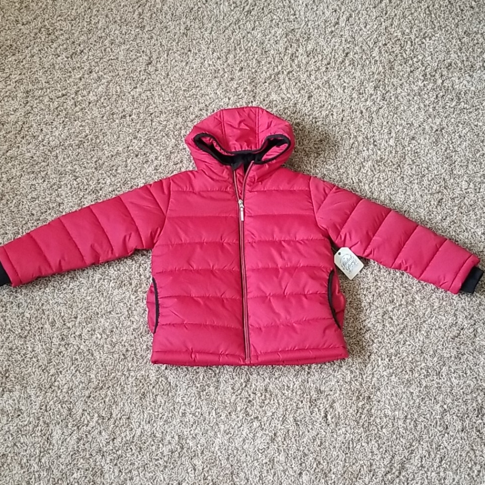 NWT Kid's Red Hooded Puffer Jacket w/Fleece Lining